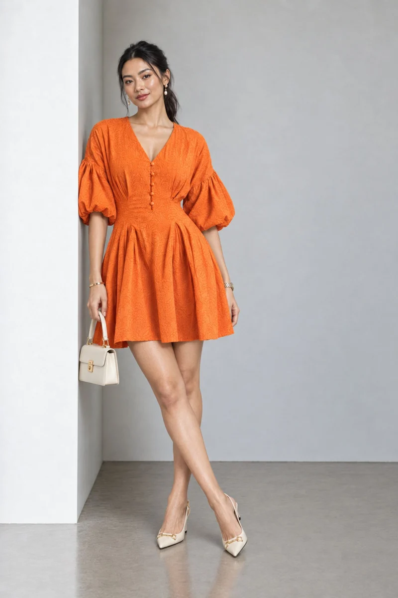 Livara|Cinched Waist Cotton Mini Dress