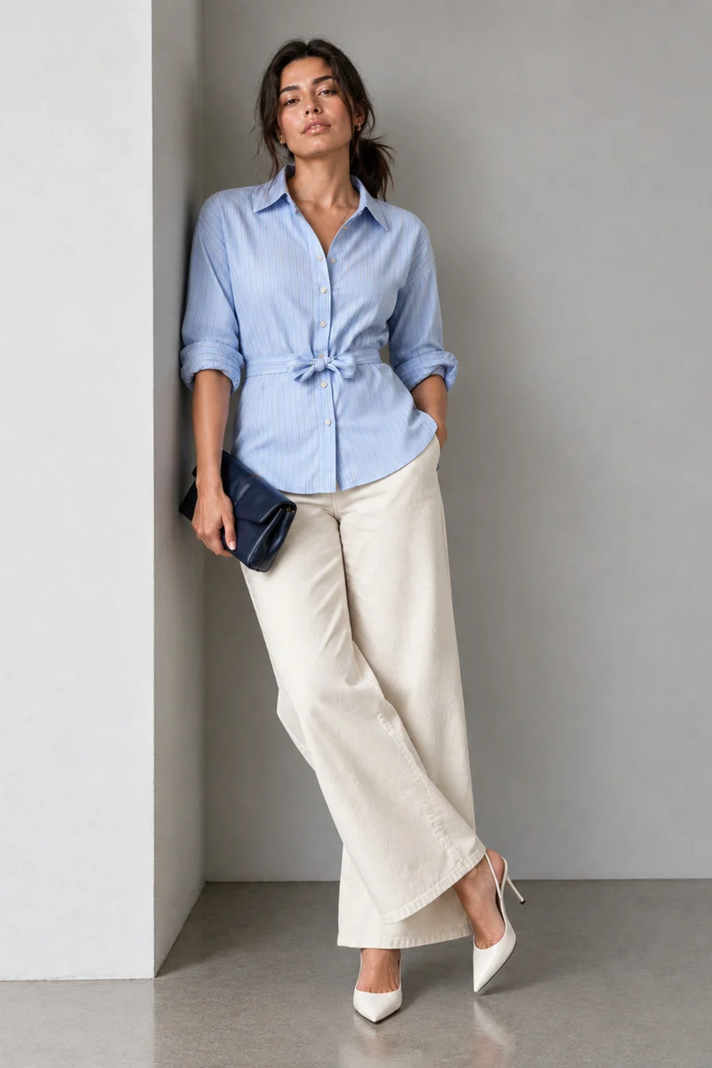 Levon|Viscose Striped Shirt With Tieup