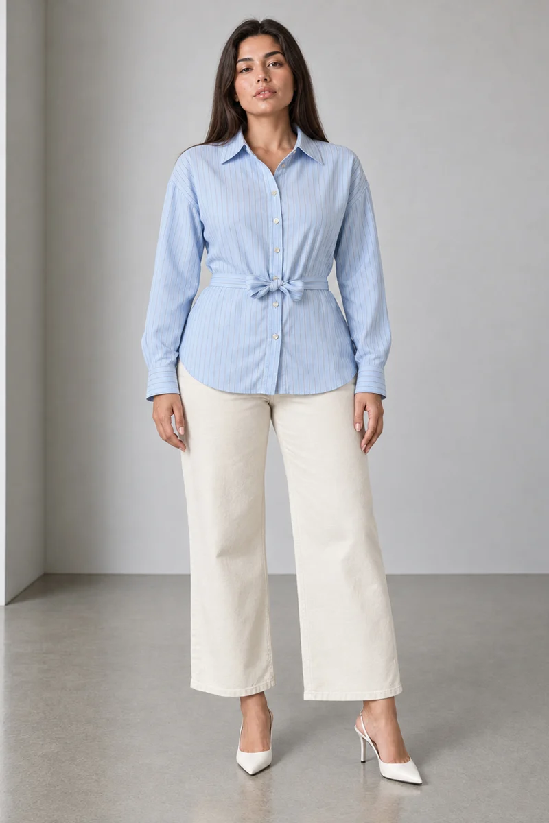 Levon|Viscose Striped Shirt With Tieup