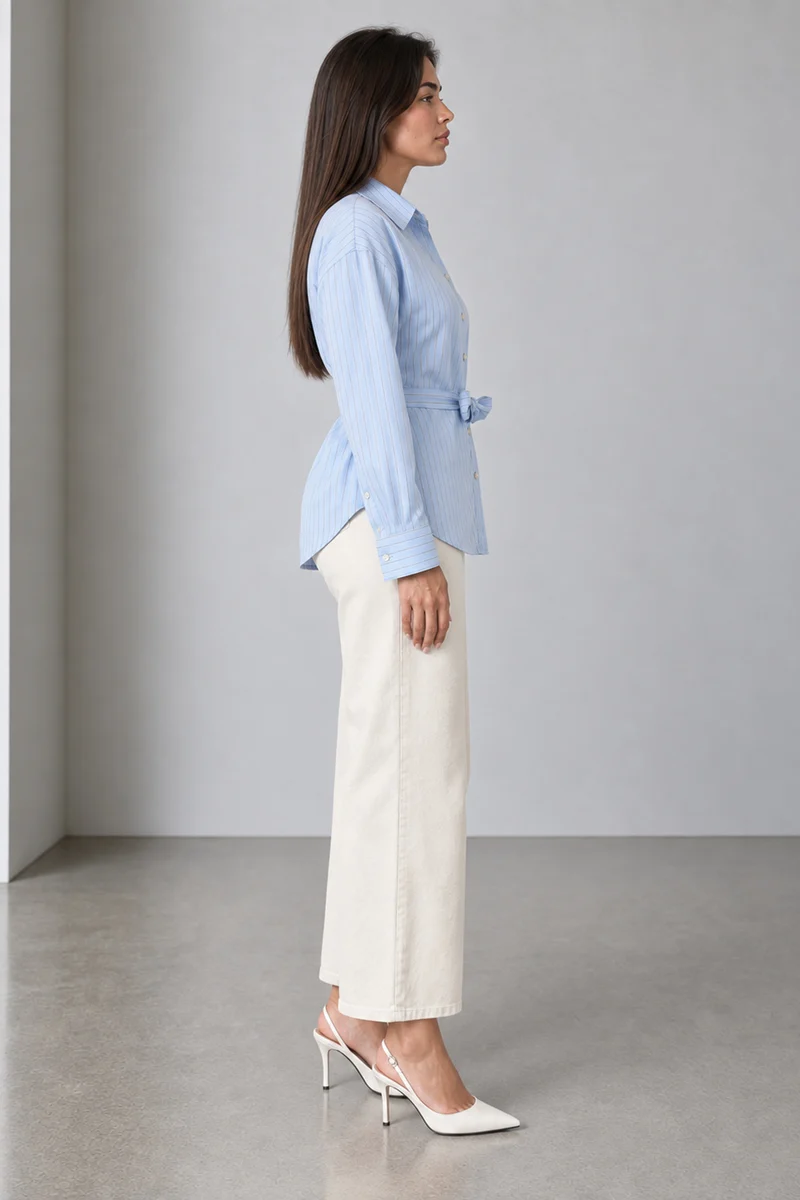 Levon|Viscose Striped Shirt With Tieup