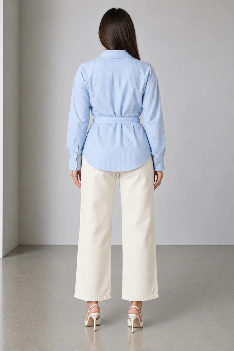 Levon|Viscose Striped Shirt With Tieup