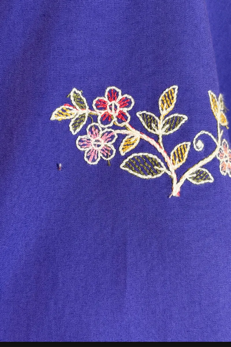 Lilou|Cotton Embroidered Mandarincollar Shirt