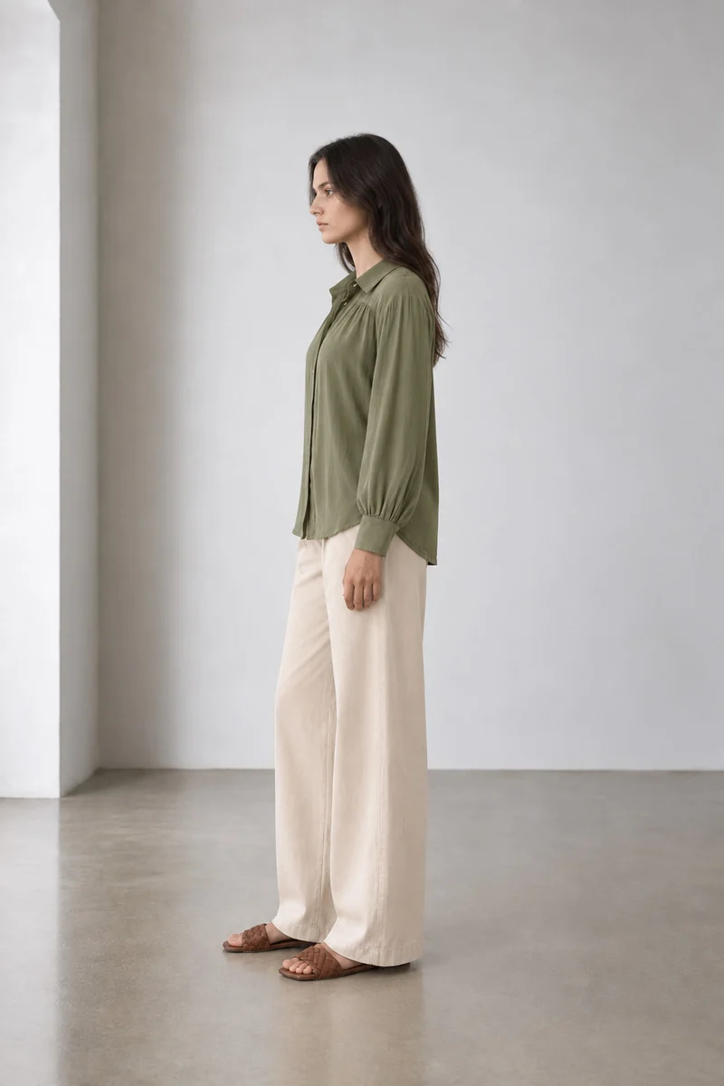 Oriva|Viscose Textured Relaxed Shirt