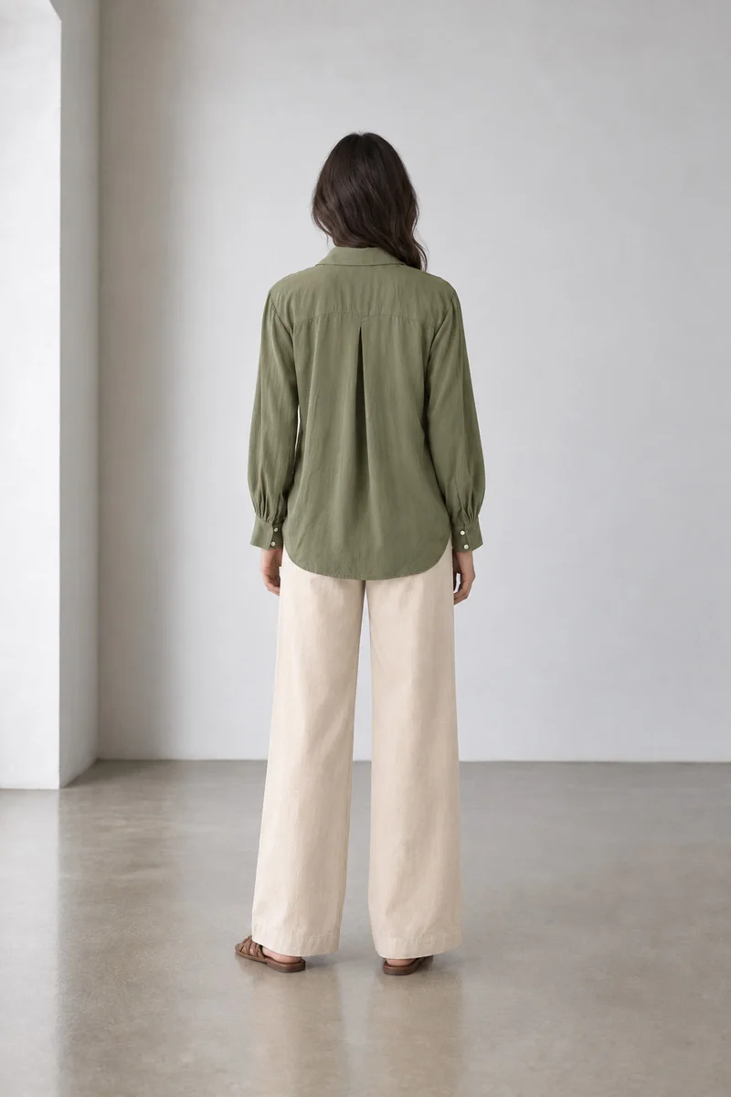 Oriva|Viscose Textured Relaxed Shirt