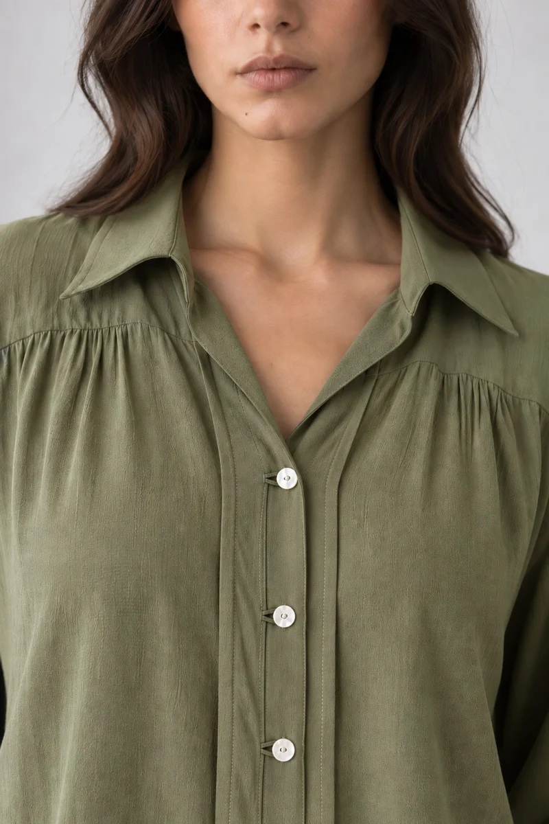 Oriva|Viscose Textured Relaxed Shirt