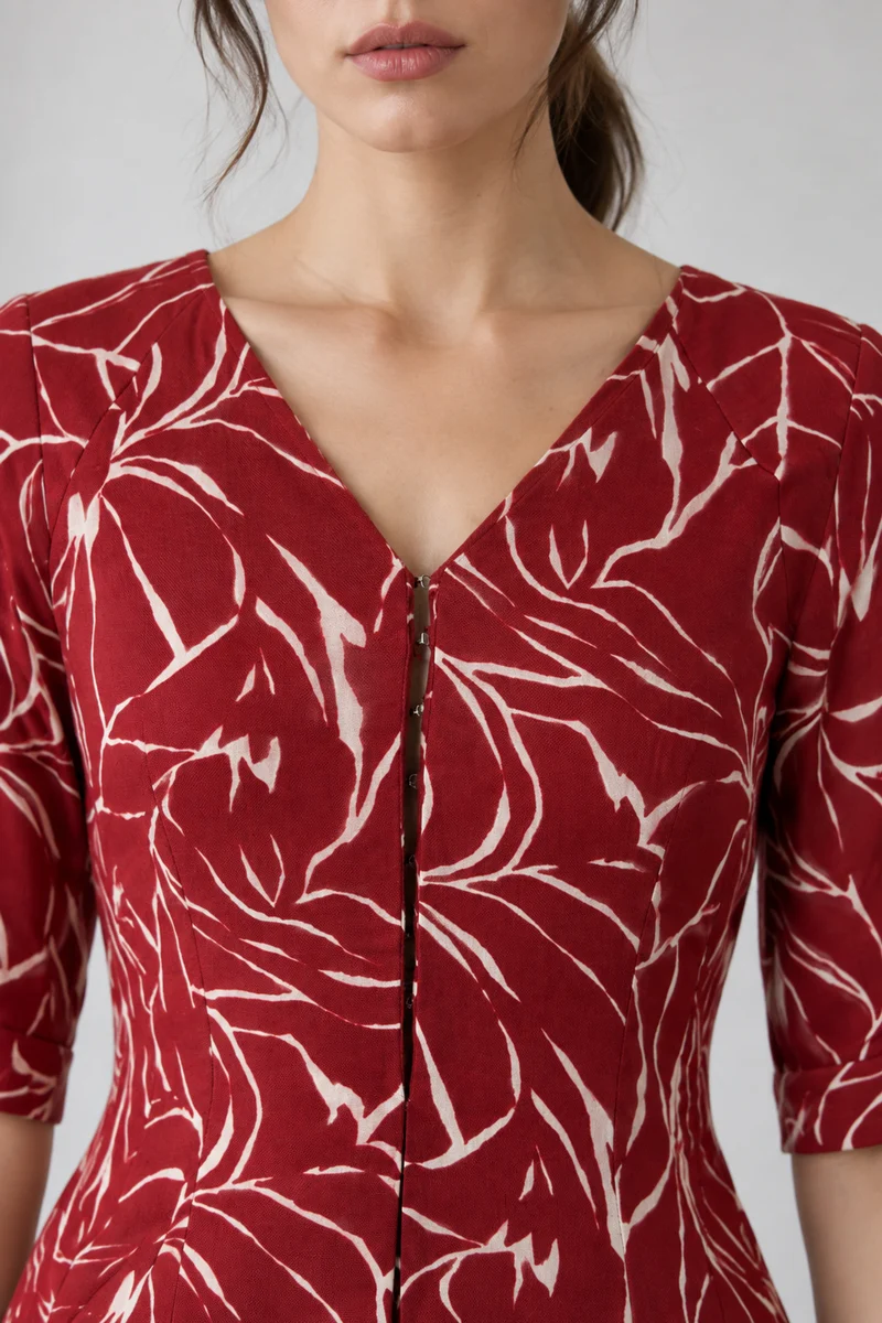 Romira|Cotton Vneck Printed Maxi Dress