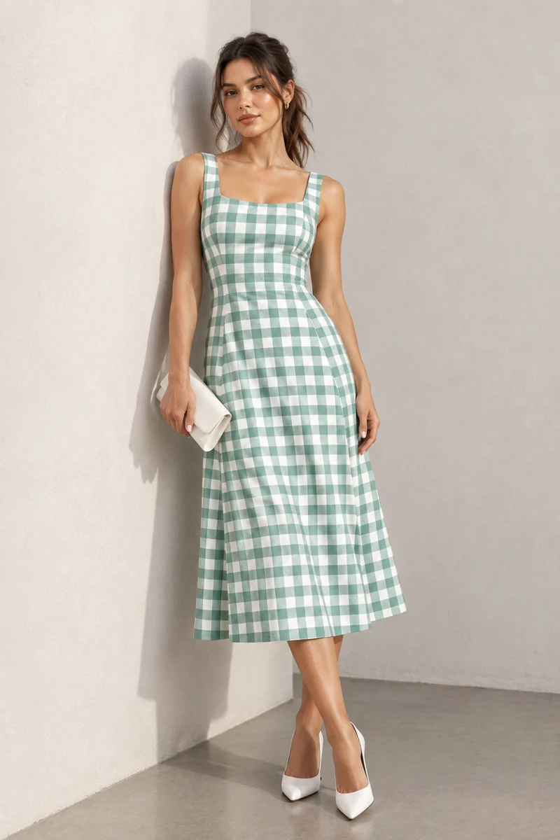 Caia|Cotton Broad Strap Panel Dress