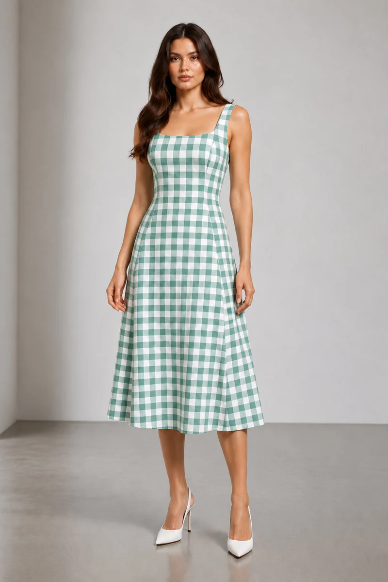 Caia|Cotton Broad Strap Panel Dress