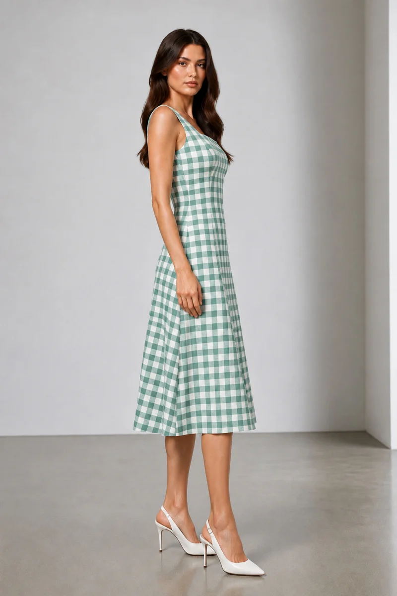 Caia|Cotton Broad Strap Panel Dress