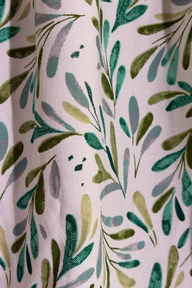 Sereva|Floral Leaf Print Balloon Sleeve Smocked Top