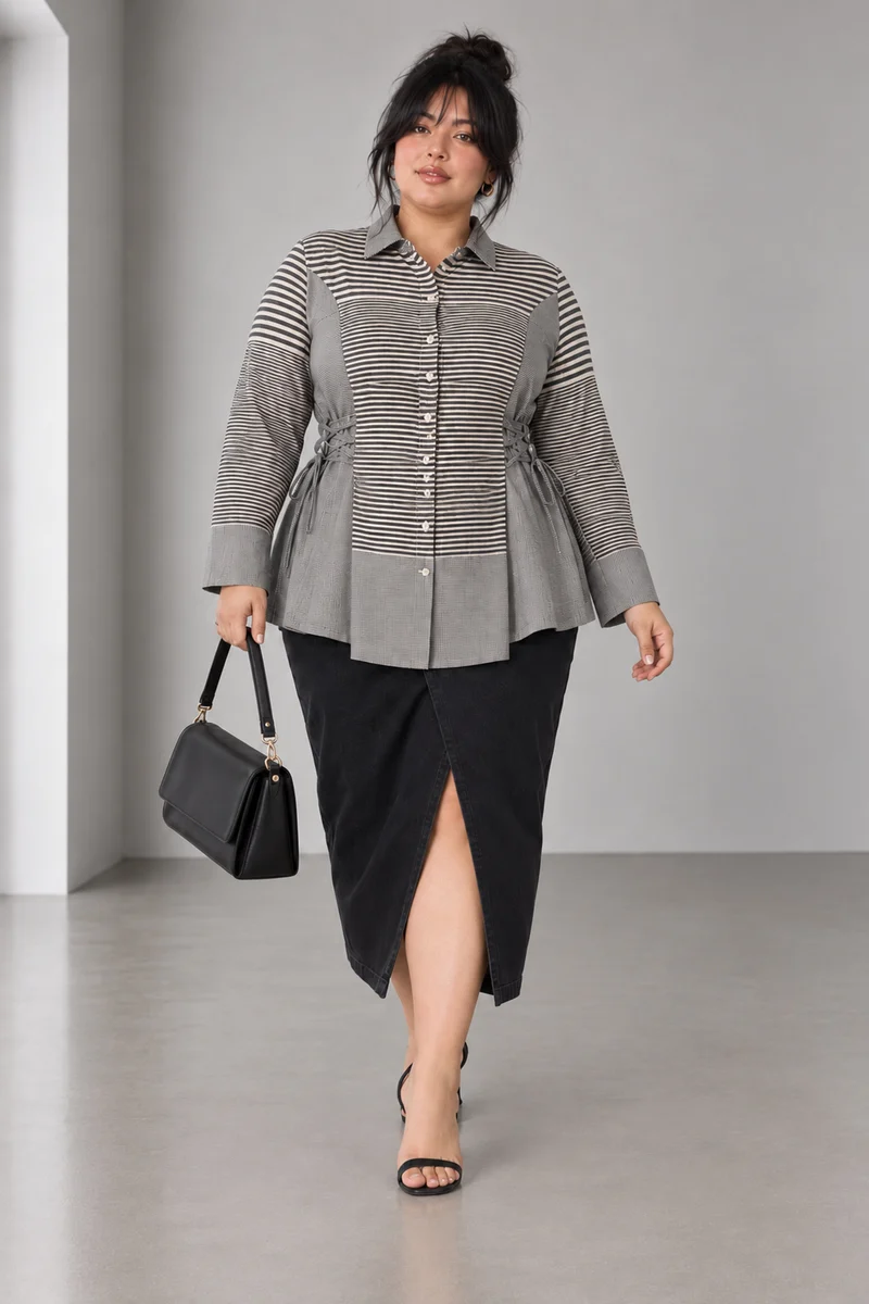 Cyrin|Cotton Shirt With Side Tie Up