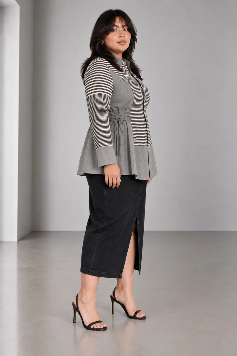 Cyrin|Cotton Shirt With Side Tie Up