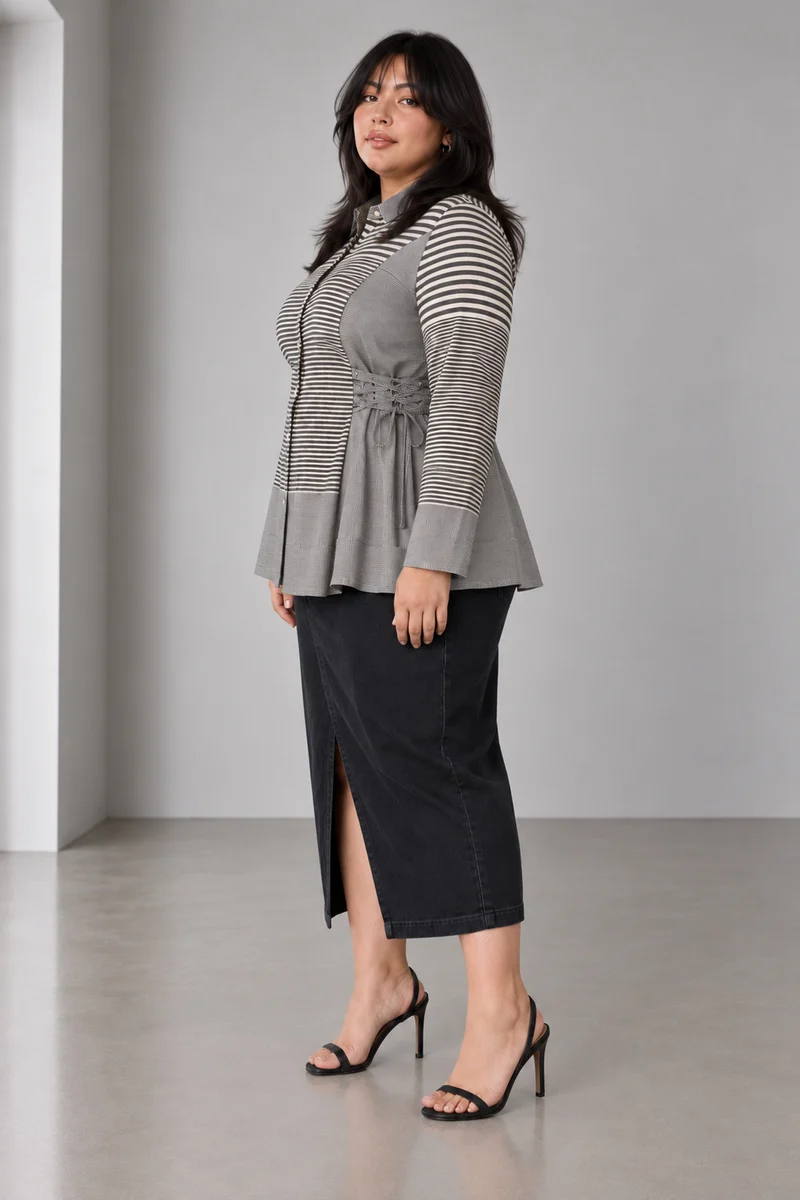 Cyrin|Cotton Shirt With Side Tie Up