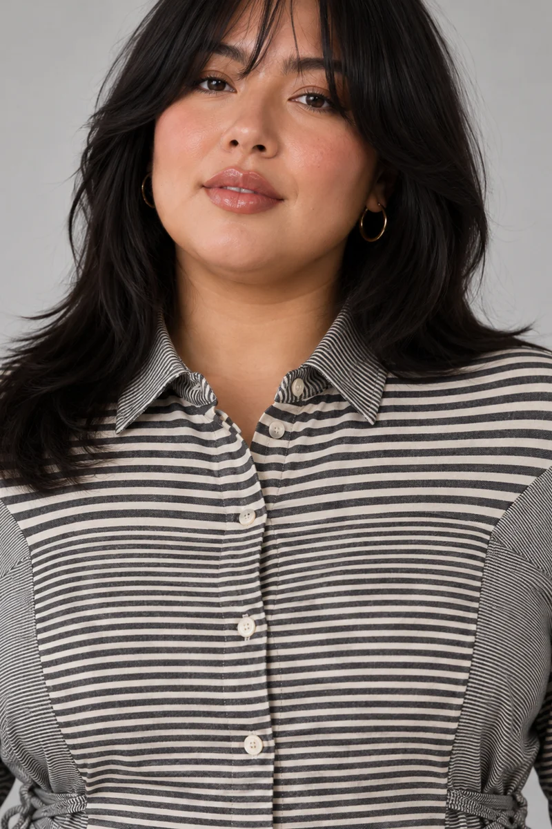 Cyrin|Cotton Shirt With Side Tie Up