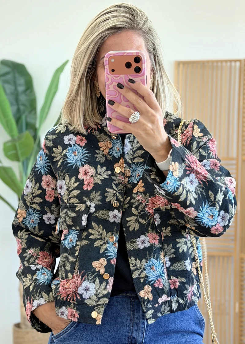 Veste texturée fleurie