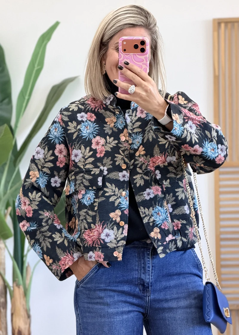 Veste texturée fleurie