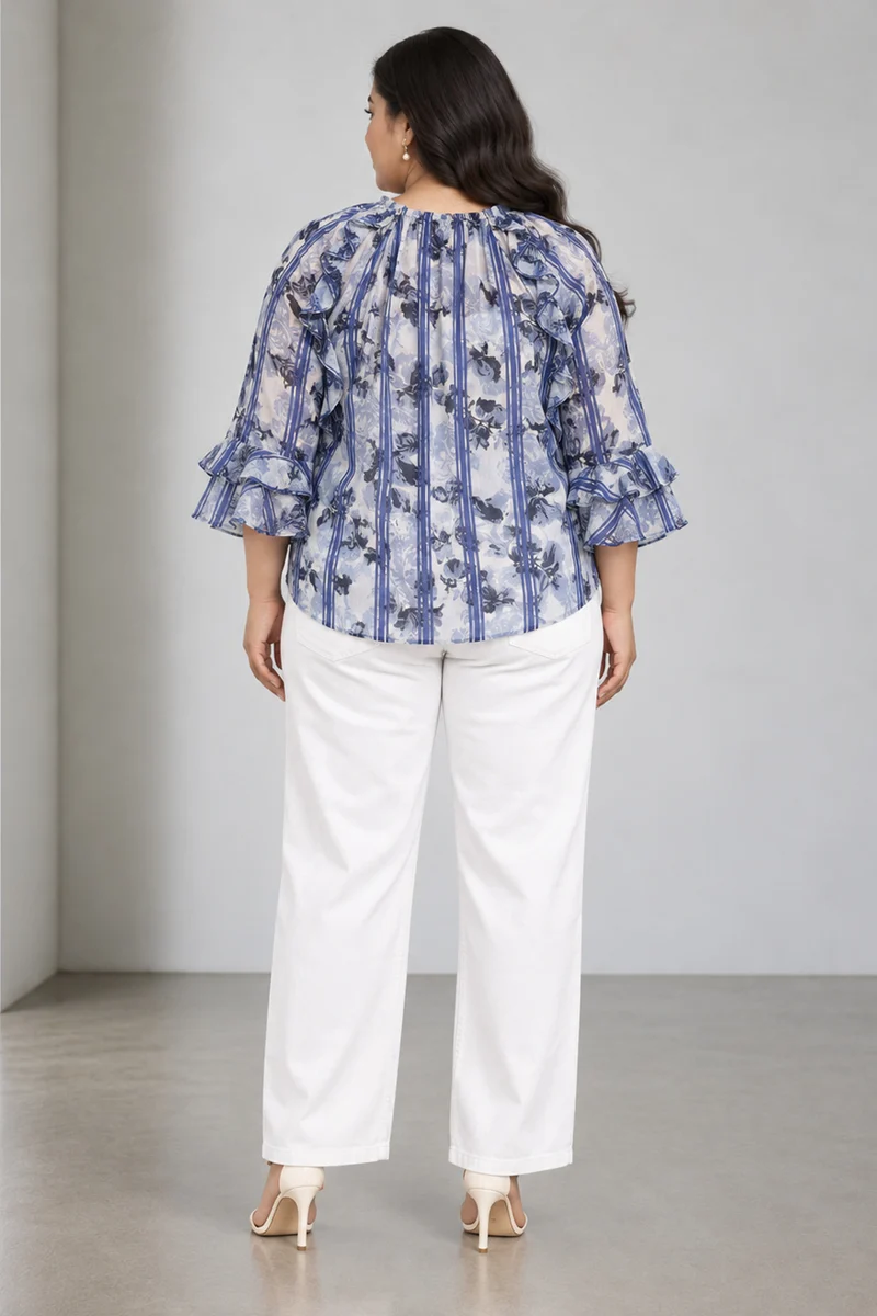 Nerisse|Cotton Top With Ruffle Detail