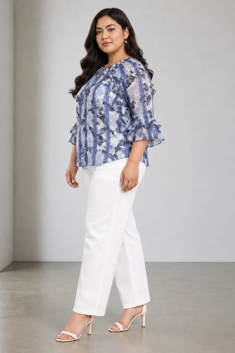 Nerisse|Cotton Top With Ruffle Detail