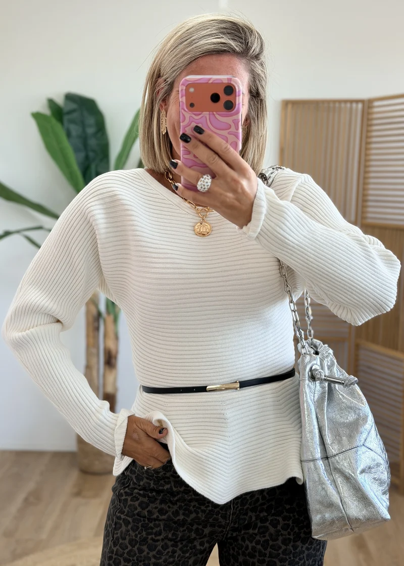 Pull Côtelé avec Ceinture Amovible - Taille Unique
