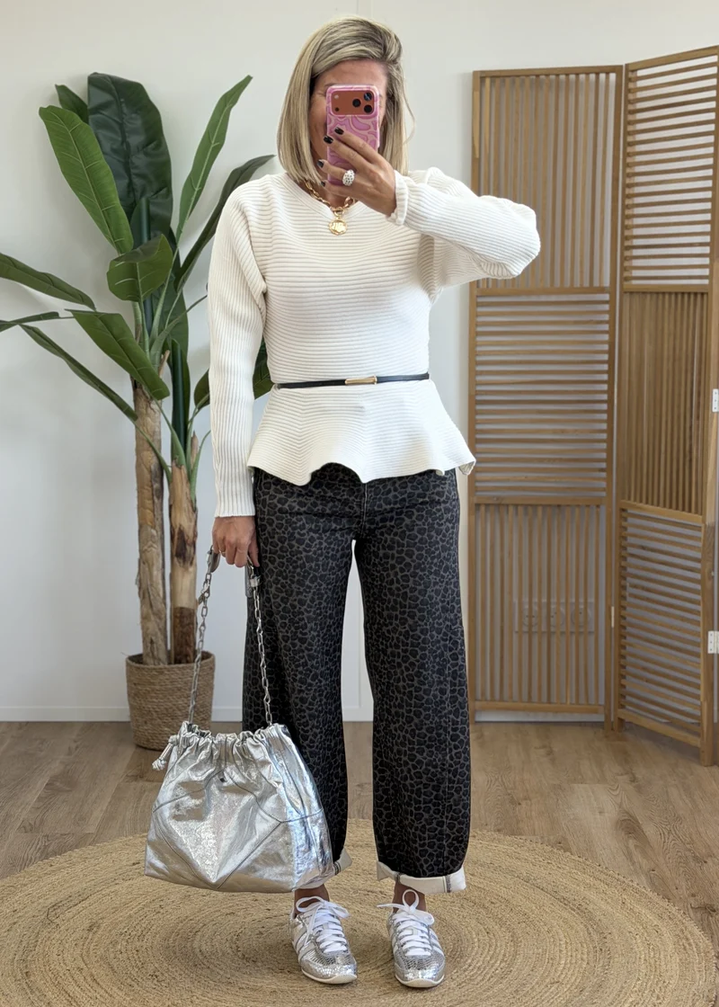 Pull Côtelé avec Ceinture Amovible - Taille Unique