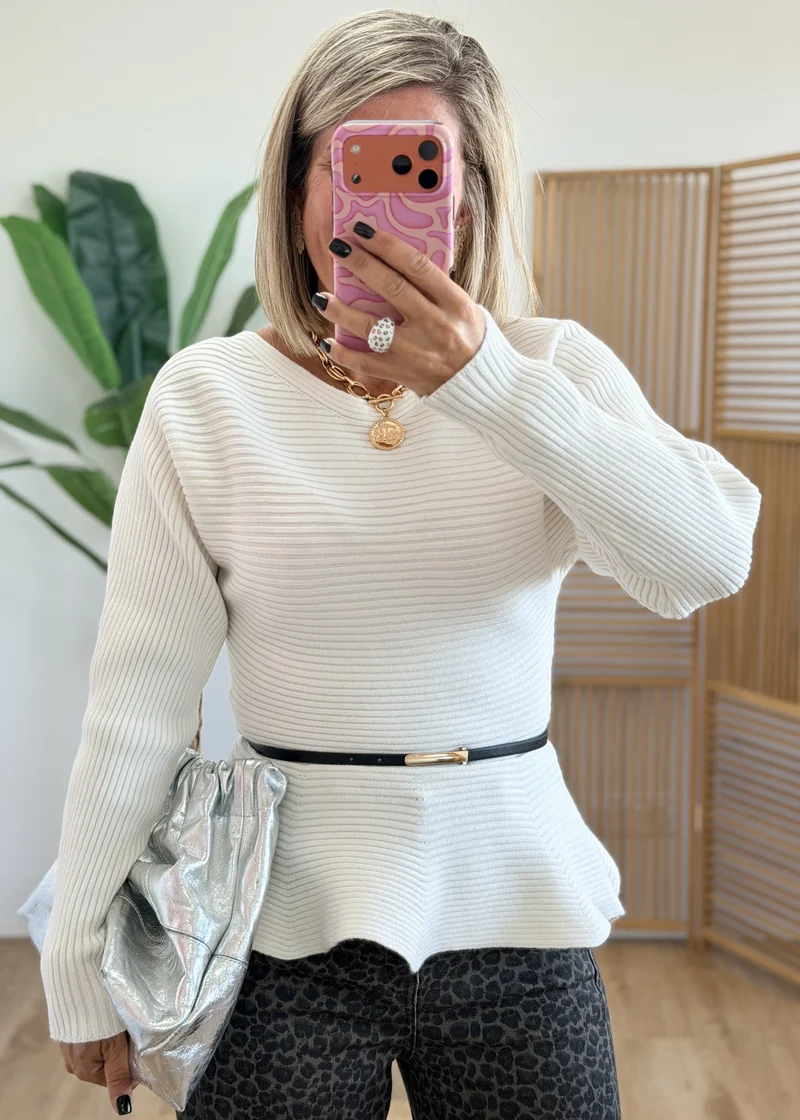 Pull Côtelé avec Ceinture Amovible - Taille Unique