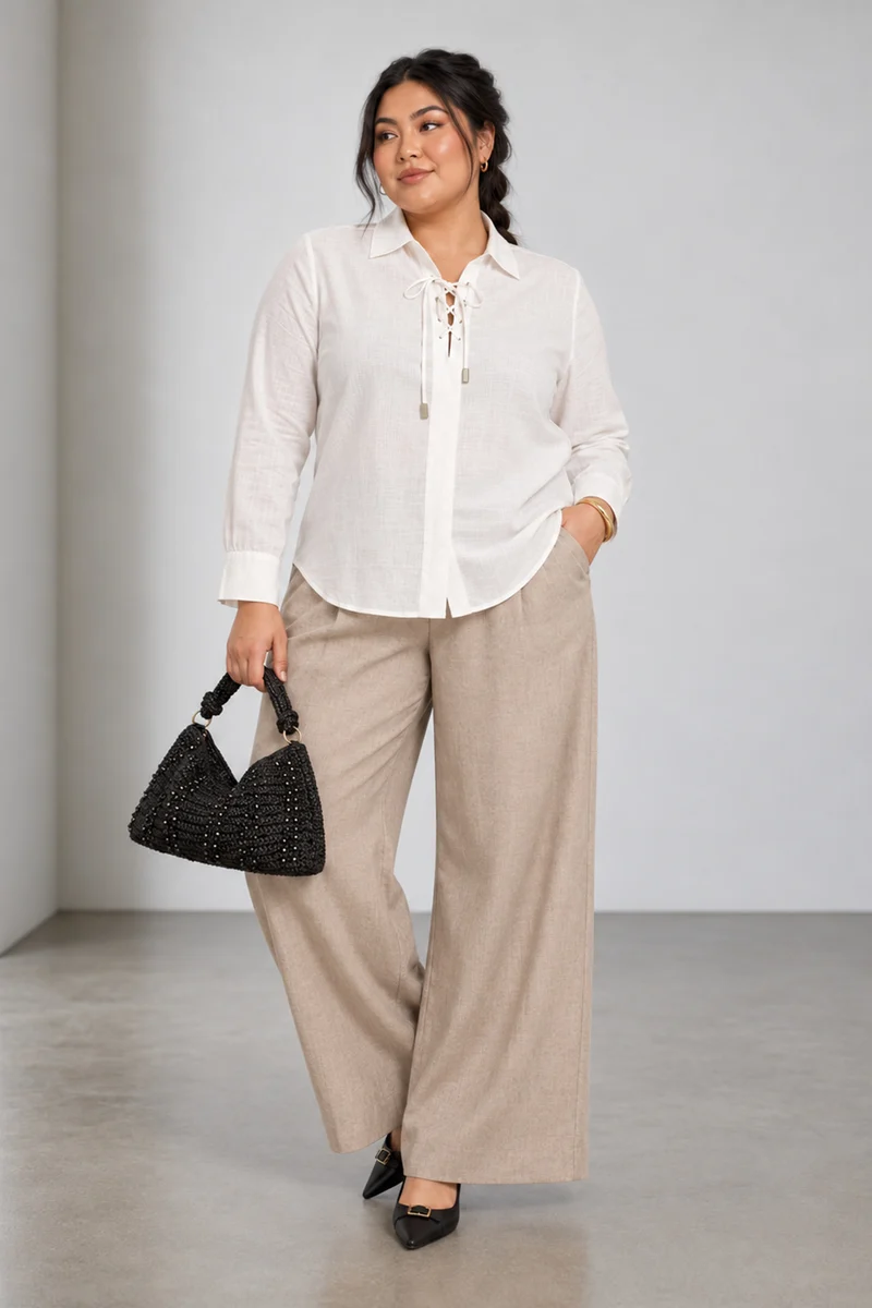 Lucra|Cotton Corset Detail Shirt