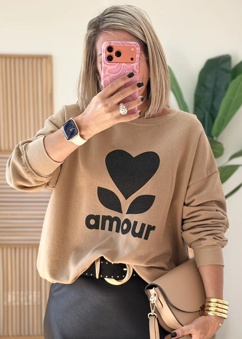 Sweat Amour pailleté - Made in Italy
