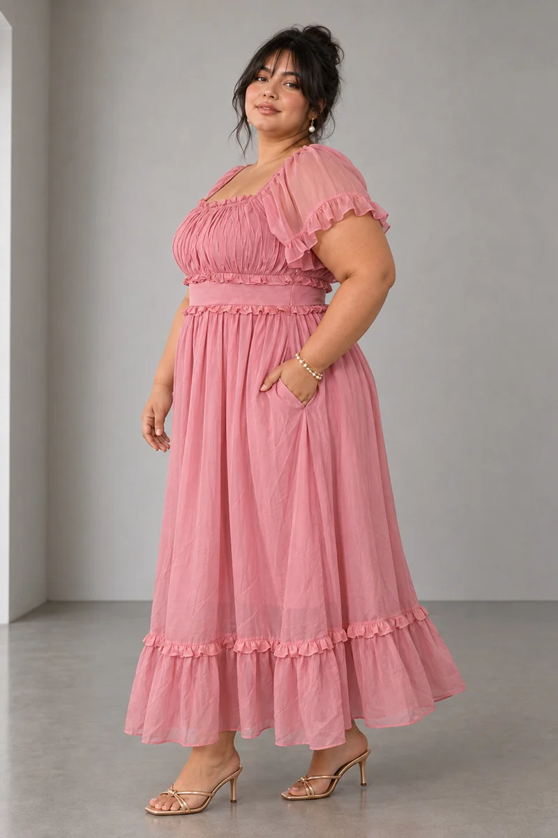 Lumera|Viscose Ruffle Maxi Dress