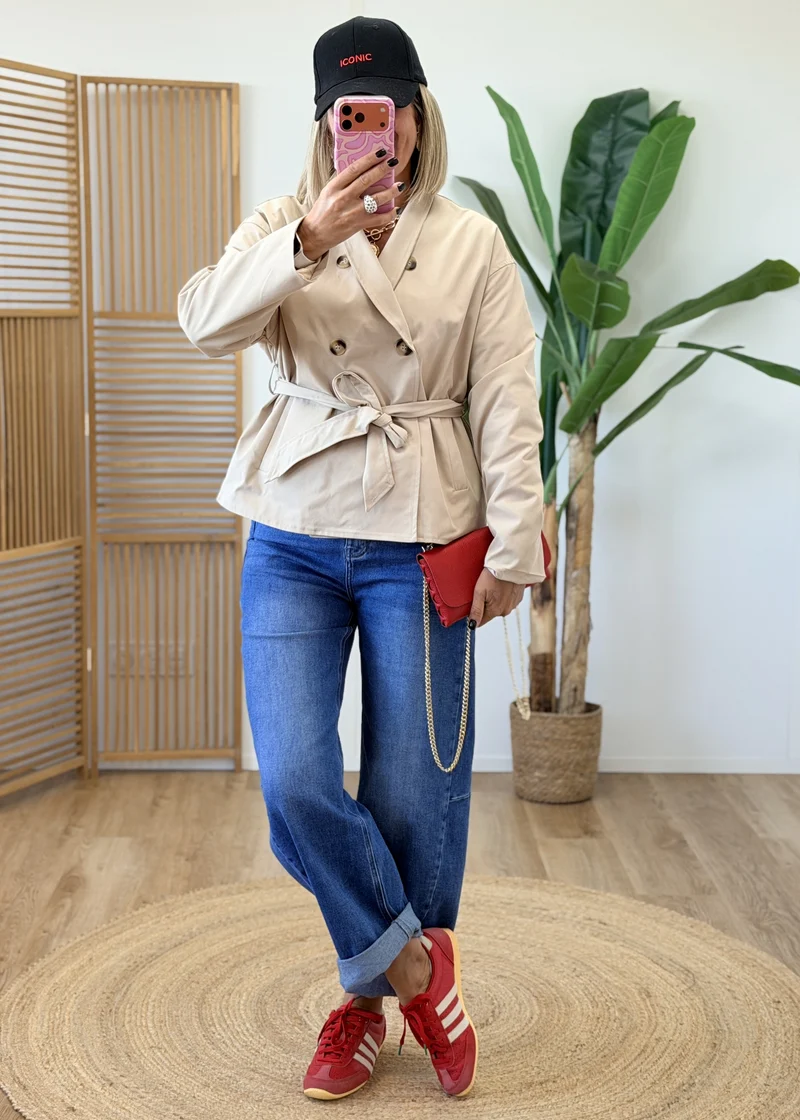 Veste imperméable double boutonnage avec ceinture