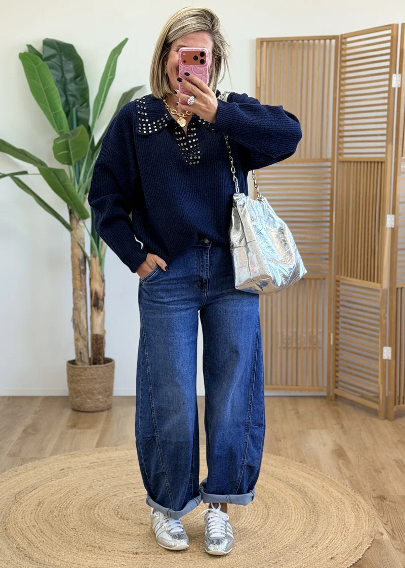 Pull très doux à col clouté