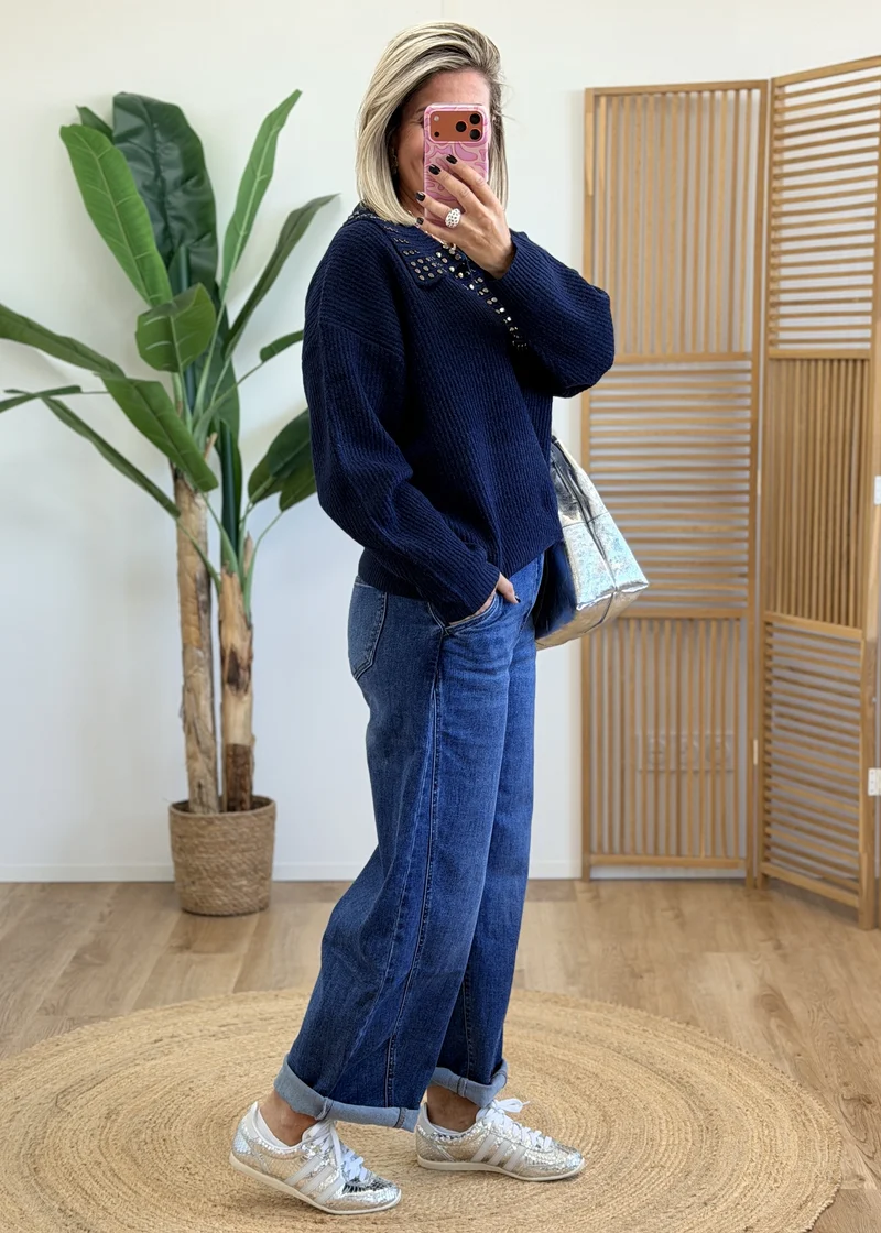 Pull très doux à col clouté
