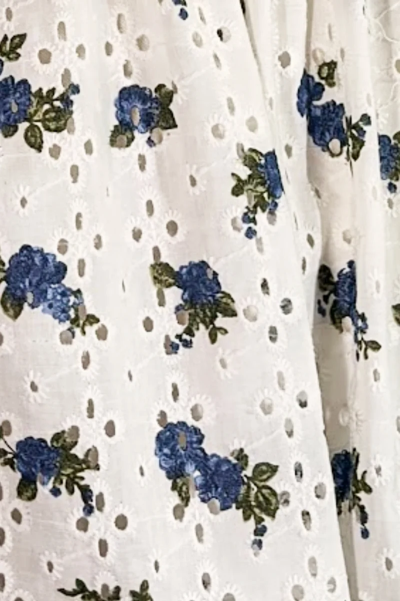 Tansy|Cotton Schiffli Peplum Collared Top