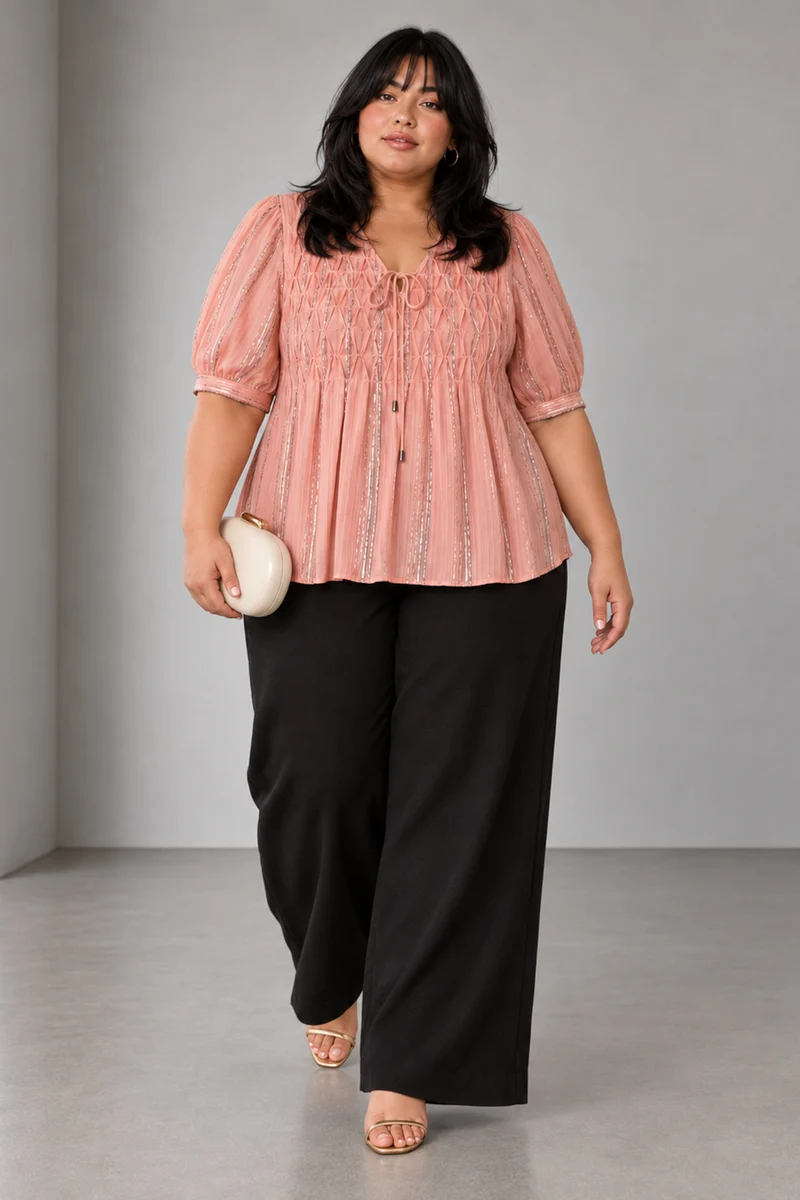 Orana|Cotton Diagonal Pintuck Detail Top