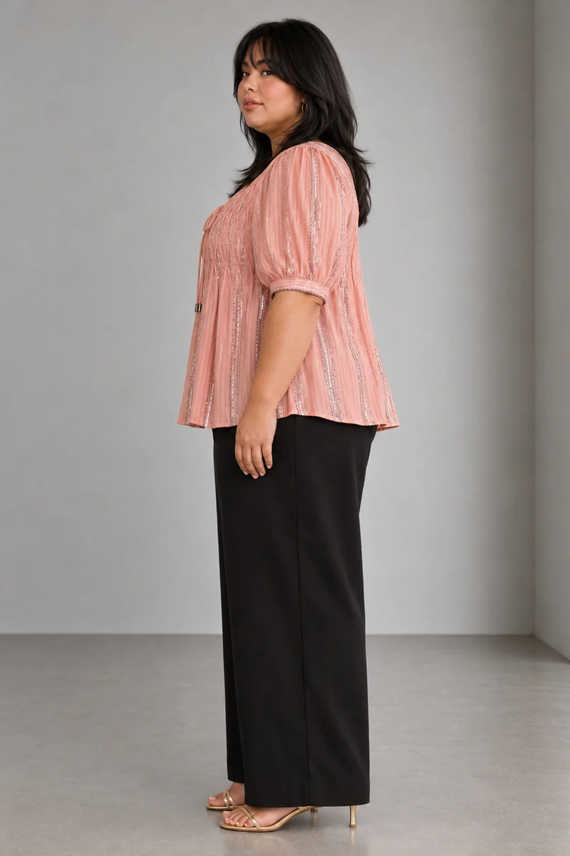 Orana|Cotton Diagonal Pintuck Detail Top