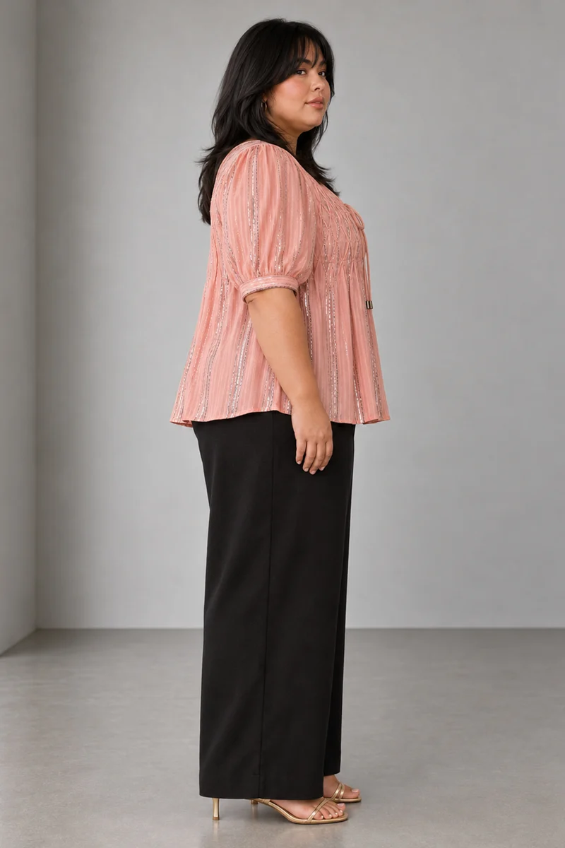 Orana|Cotton Diagonal Pintuck Detail Top