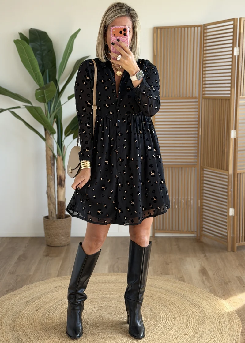 Robe chemise doublée pailletée