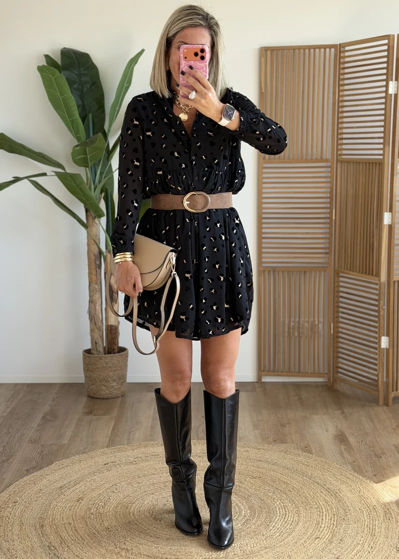 Robe chemise doublée pailletée