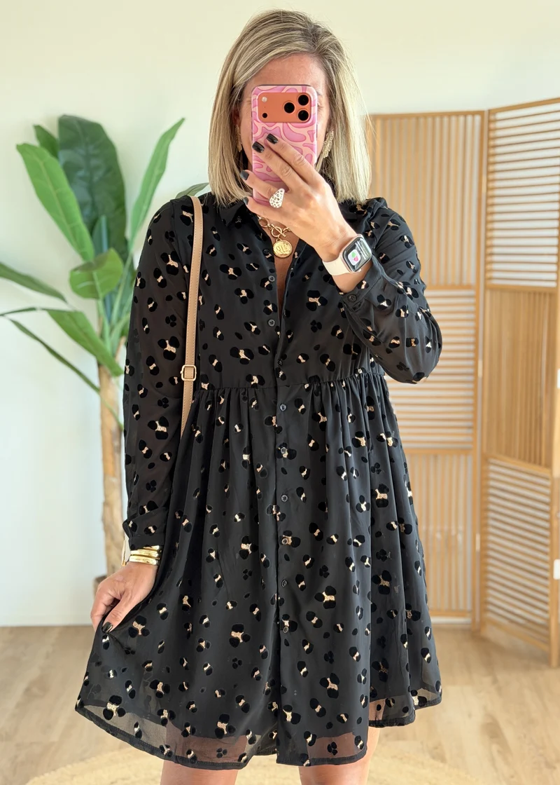 Robe chemise doublée pailletée