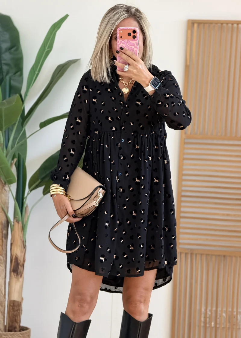 Robe chemise doublée pailletée