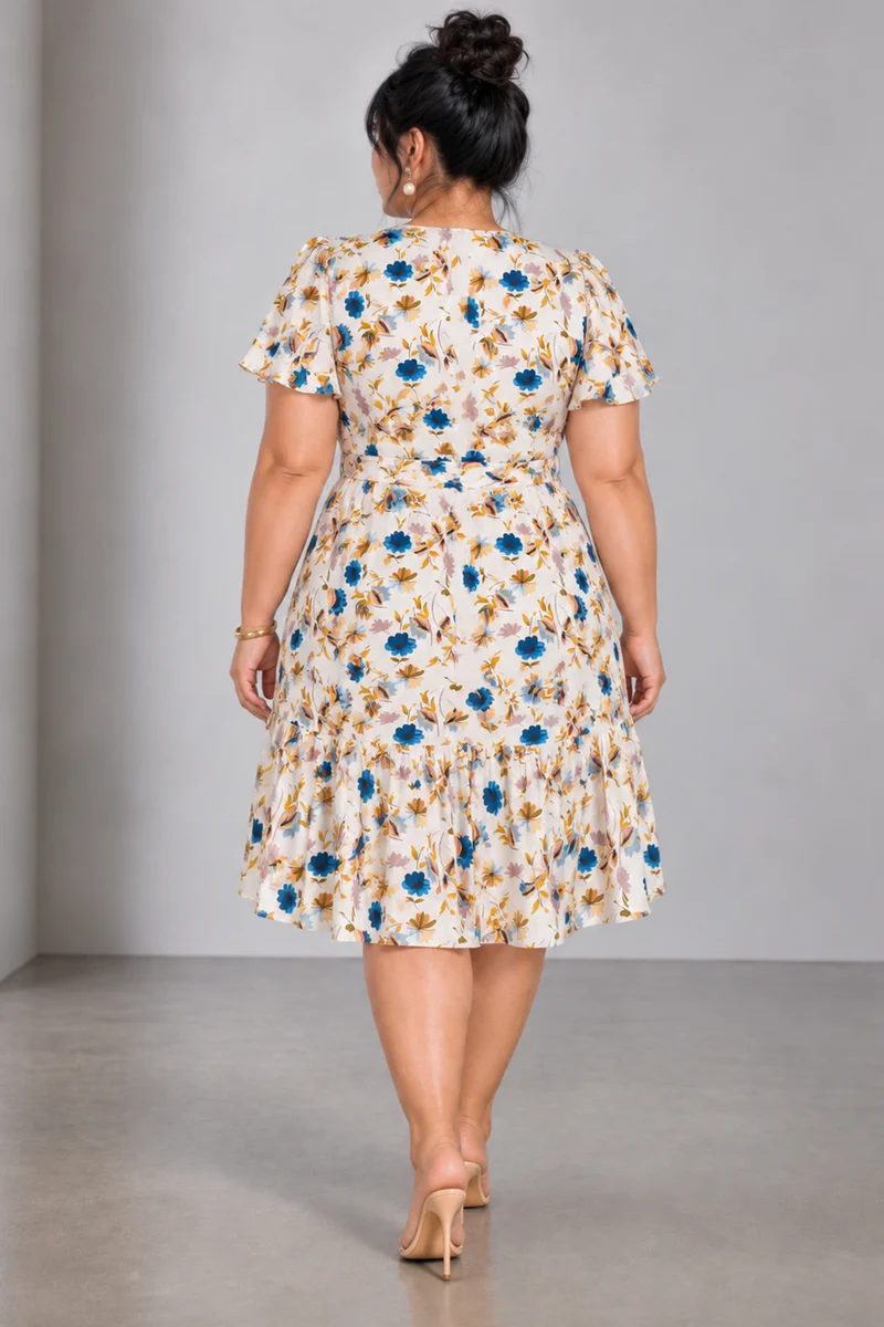 Aniva|Viscose Tiered Dress With Waist Tie