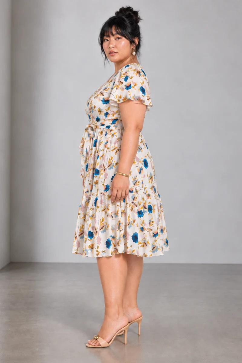 Aniva|Viscose Tiered Dress With Waist Tie