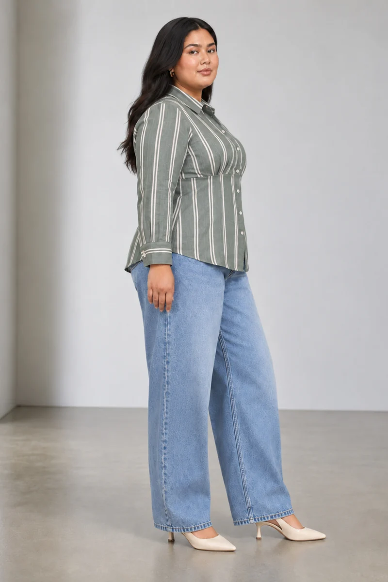 Rowen|Cotton Tailored Waist Cinch Shirt