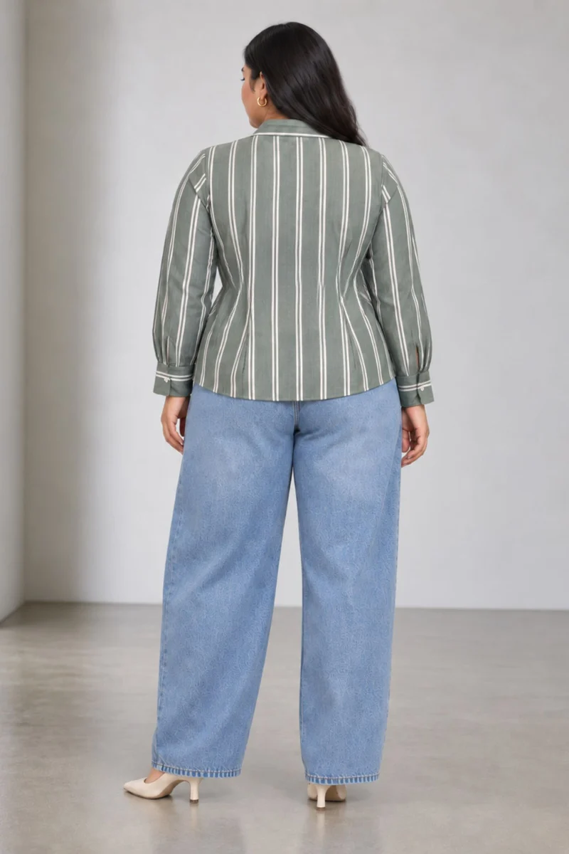 Rowen|Cotton Tailored Waist Cinch Shirt