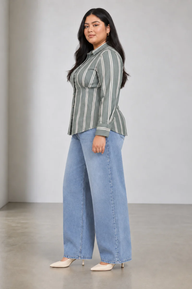 Rowen|Cotton Tailored Waist Cinch Shirt