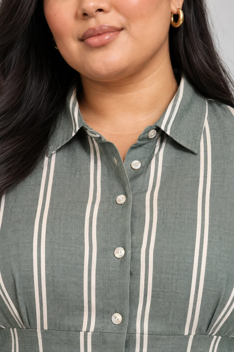 Rowen|Cotton Tailored Waist Cinch Shirt