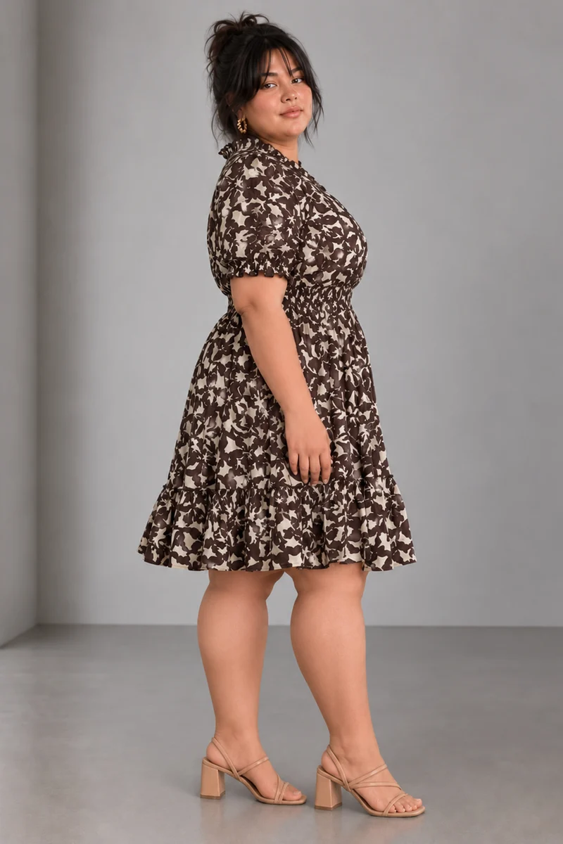Olina|Viscose Fit Flare Mini Dress