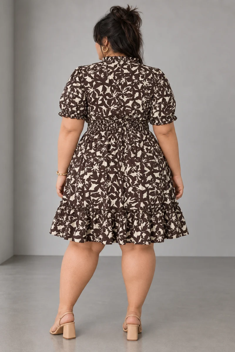 Olina|Viscose Fit Flare Mini Dress