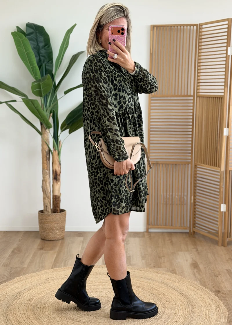 Robe chemise doublée Kaki Leo