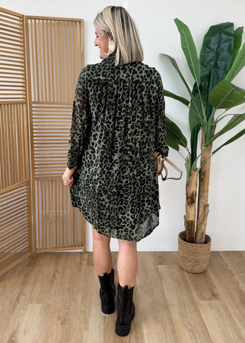 Robe chemise doublée Kaki Leo