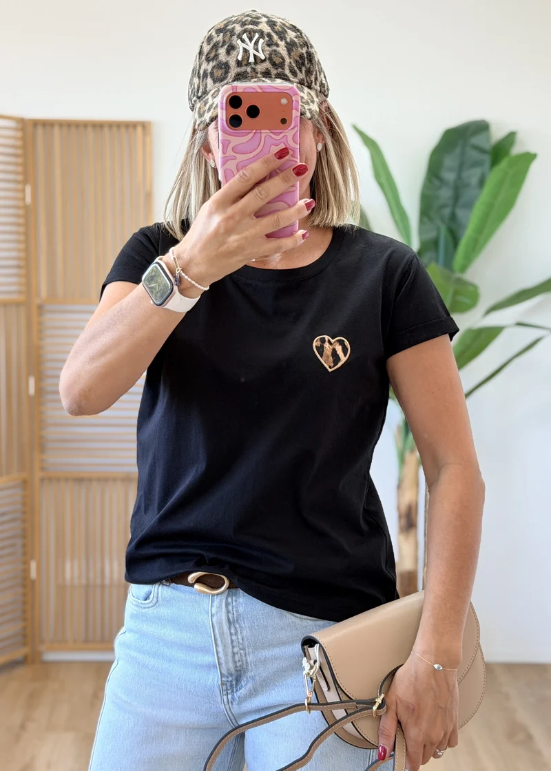 Tee-shirt cœur léopard